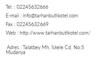 Tarhan Butik Otel iletiim bilgileri